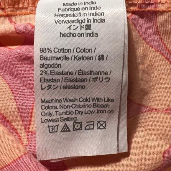 J.Crew Pink Orange Floral Print Cotton Midi Maxi Short Sleeve V-neck Dress 10 - Picture 13 of 14